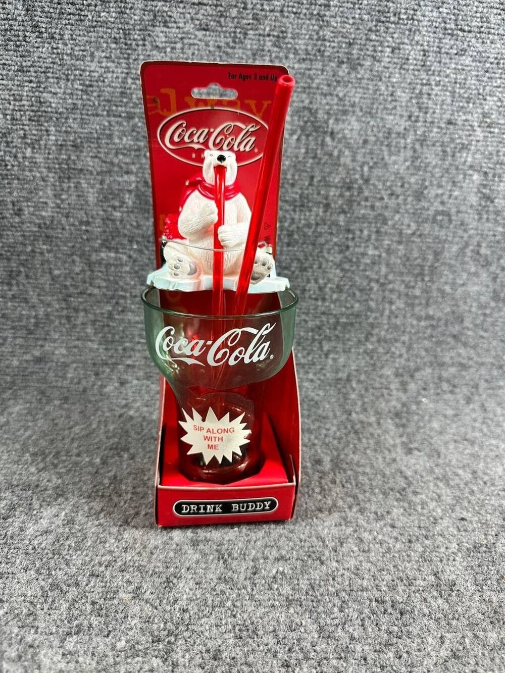 Coca-Cola Drink Buddy Polar Bear Cup with Straw • New in Package • Monogram